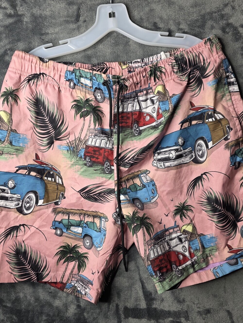 Psycho Tuna Swim Trunks Adult XLarge Pink Graphic Surfing Beach Outdoor